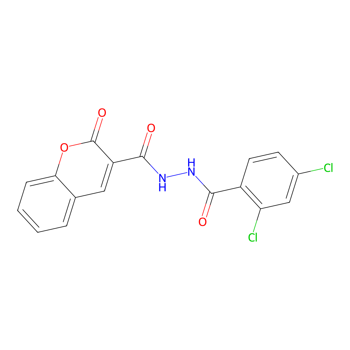N'-[(2,4-dichlorophenyl)carbonyl]-2-oxo-2H-chromene-3-carbohydrazide molecular structure, CAS 325802-63-9