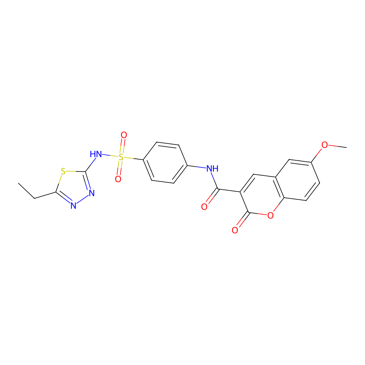N-{4-[(5-ethyl-1,3,4-thiadiazol-2-yl)sulfamoyl]phenyl}-6-methoxy-2-oxo-2H-chromene-3-carboxamide molecular structure, CAS 325802-73-1