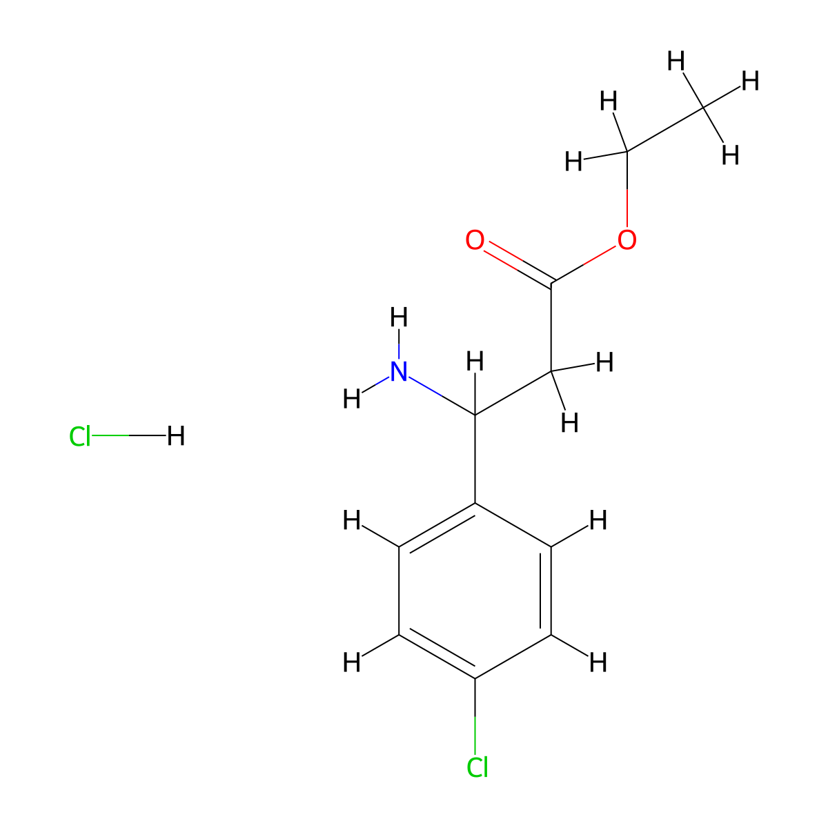Ethyl 3-amino-3-(4-chlorophenyl)propanoate Hydrochloride molecular structure, CAS 325803-29-0
