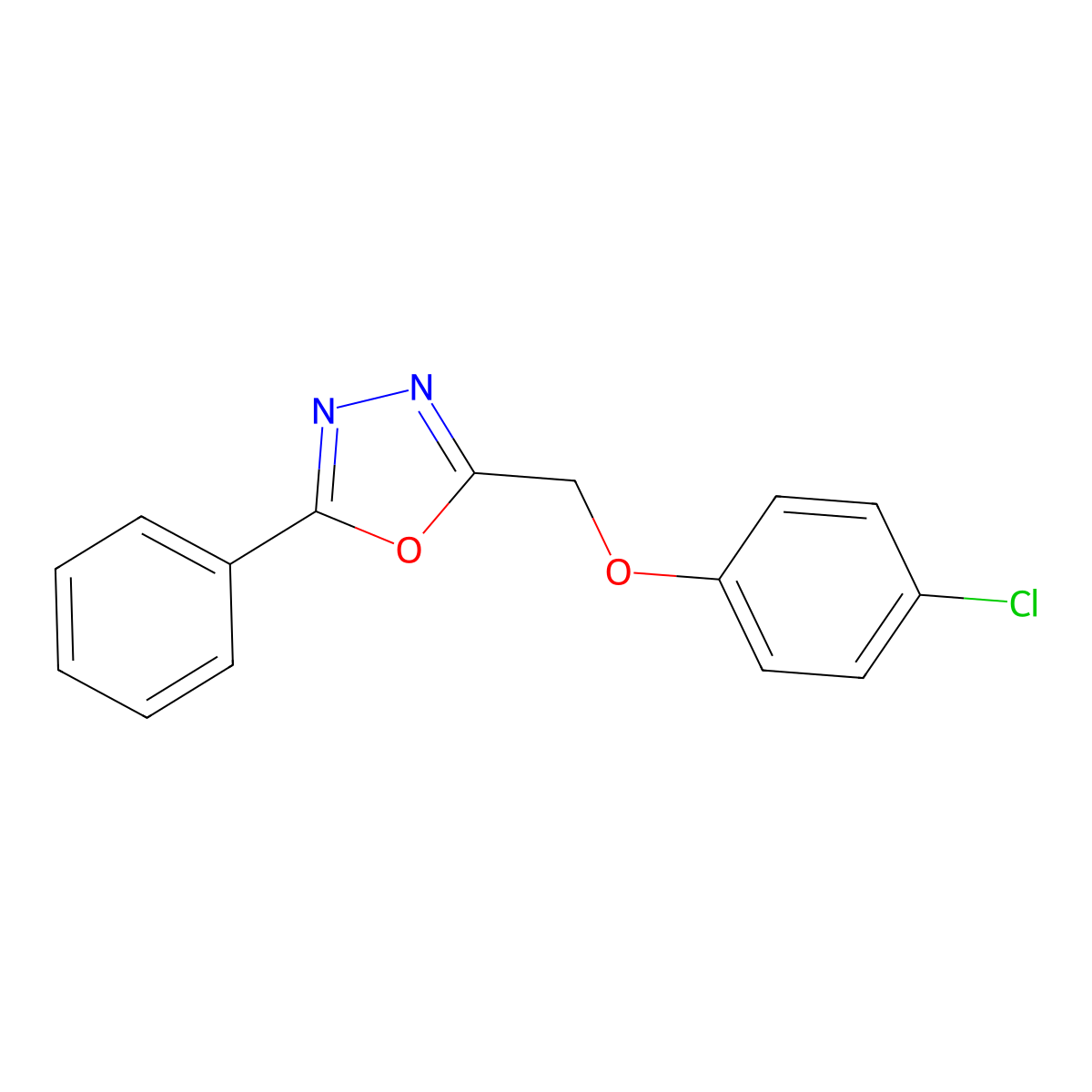 2-[(4-Chlorophenoxy)methyl]-5-phenyl-1,3,4-oxadiazole molecular structure, CAS 325804-04-4