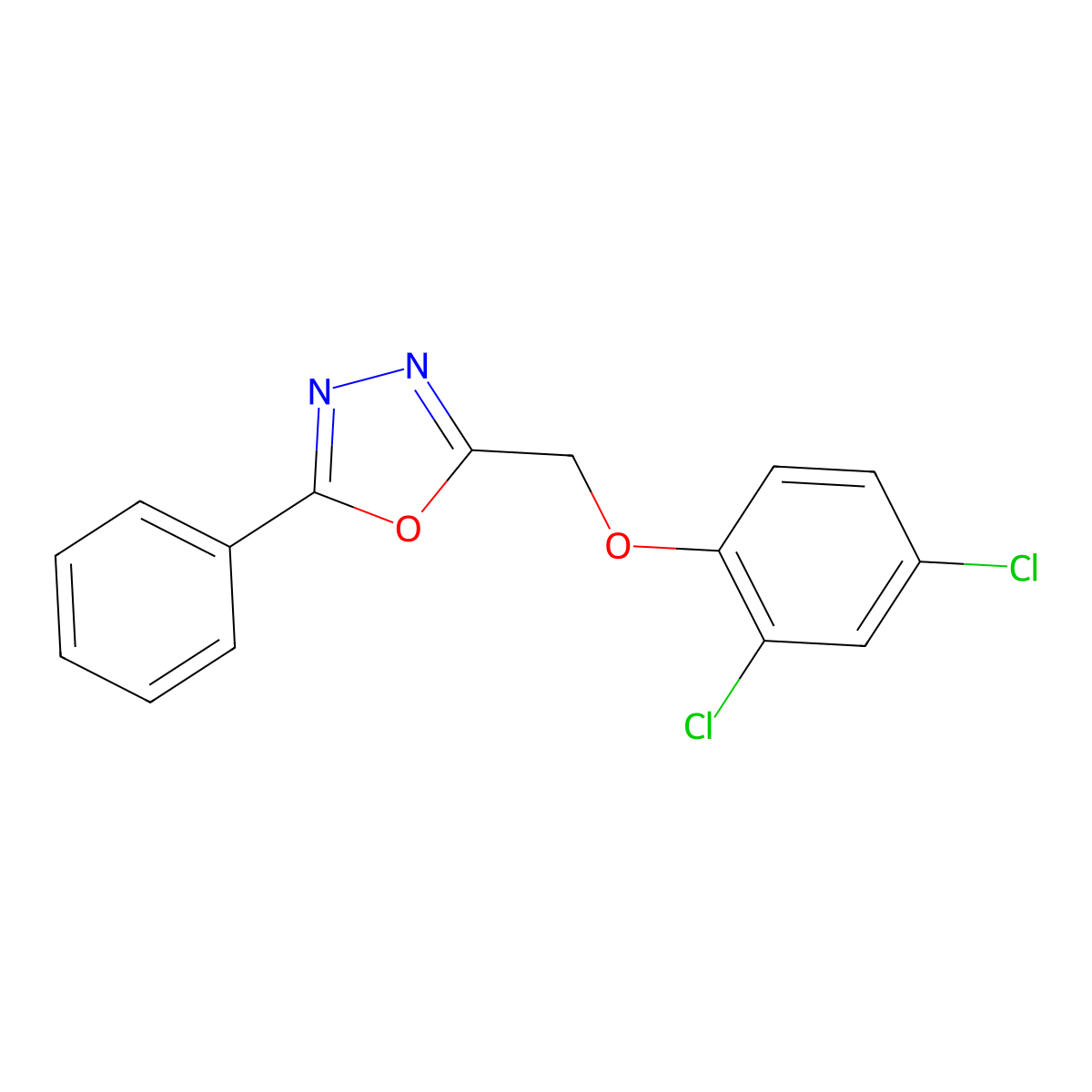 2-[(2,4-Dichlorophenoxy)methyl]-5-phenyl-1,3,4-oxadiazole molecular structure, CAS 325804-05-5
