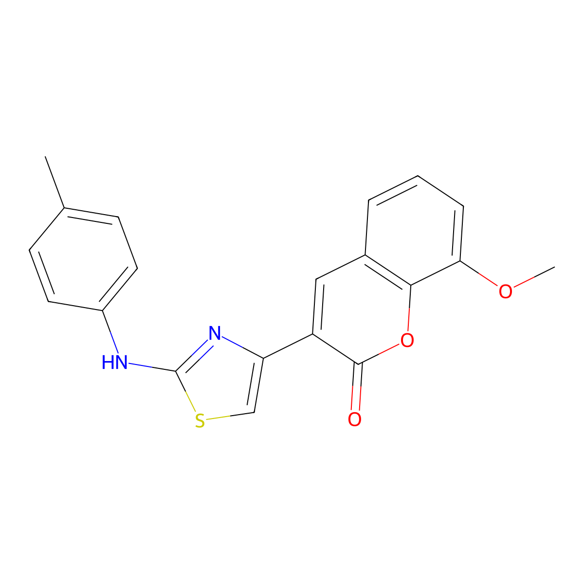 8-methoxy-3-{2-[(4-methylphenyl)amino]-1,3-thiazol-4-yl}-2H-chromen-2-one molecular structure, CAS 325804-07-7