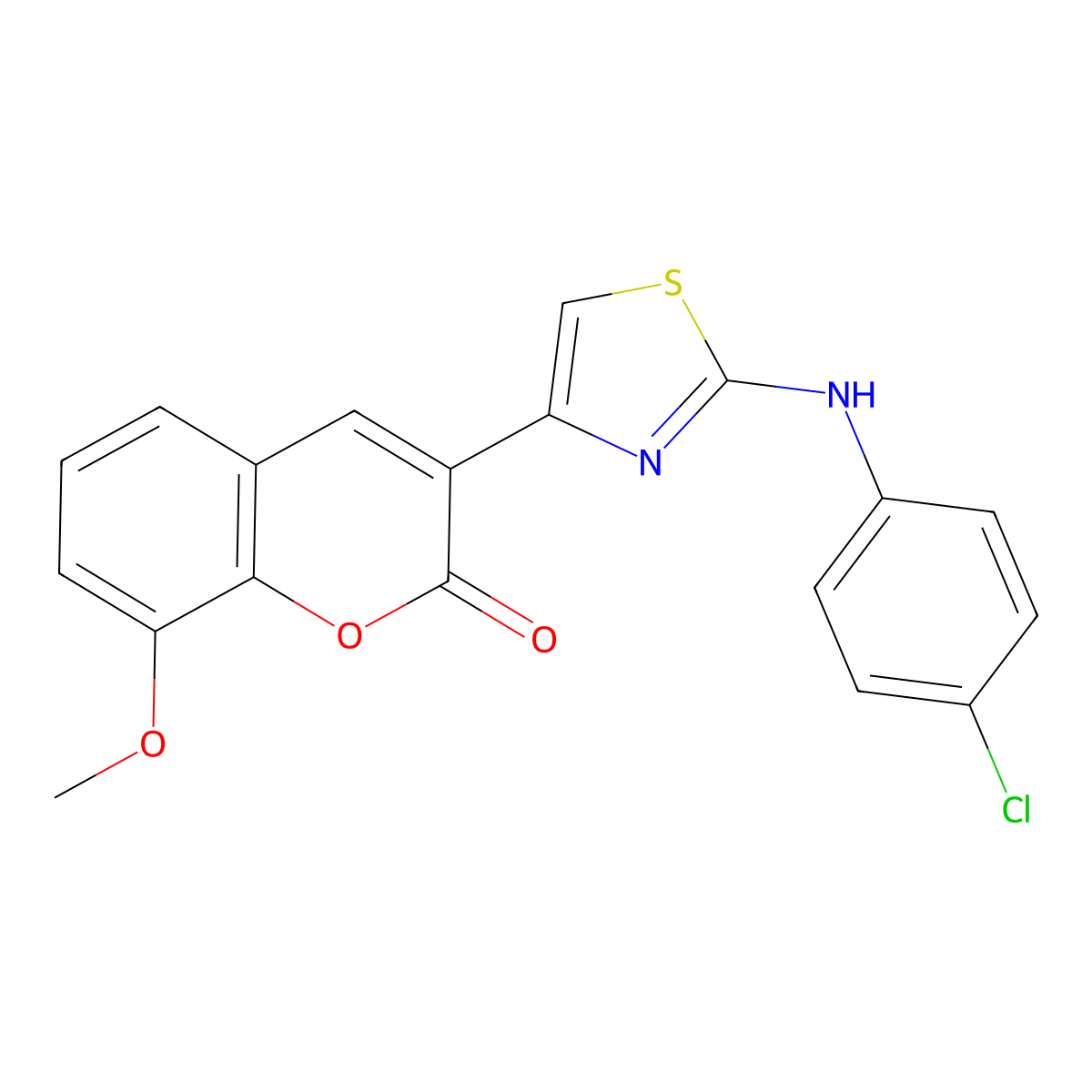 3-{2-[(4-chlorophenyl)amino]-1,3-thiazol-4-yl}-8-methoxy-2H-chromen-2-one molecular structure, CAS 325804-08-8