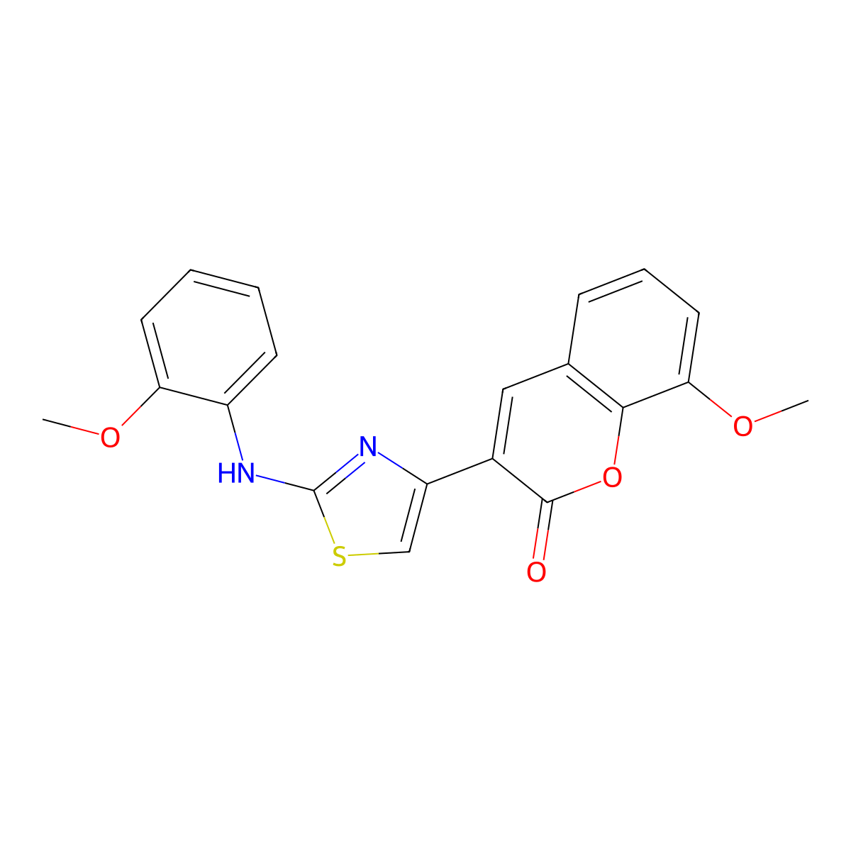 8-methoxy-3-{2-[(2-methoxyphenyl)amino]-1,3-thiazol-4-yl}-2H-chromen-2-one molecular structure, CAS 325804-09-9