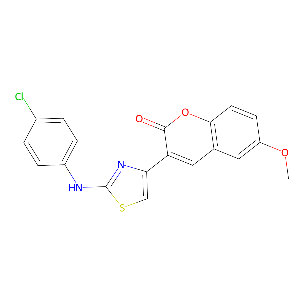 3-(2-((4-chlorophenyl)amino)thiazol-4-yl)-6-methoxy-2H-chromen-2-one molecular structure, CAS 325804-10-2