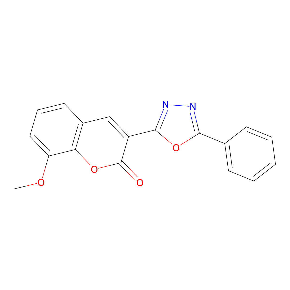 8-methoxy-3-(5-phenyl-1,3,4-oxadiazol-2-yl)-2H-chromen-2-one molecular structure, CAS 325804-24-8
