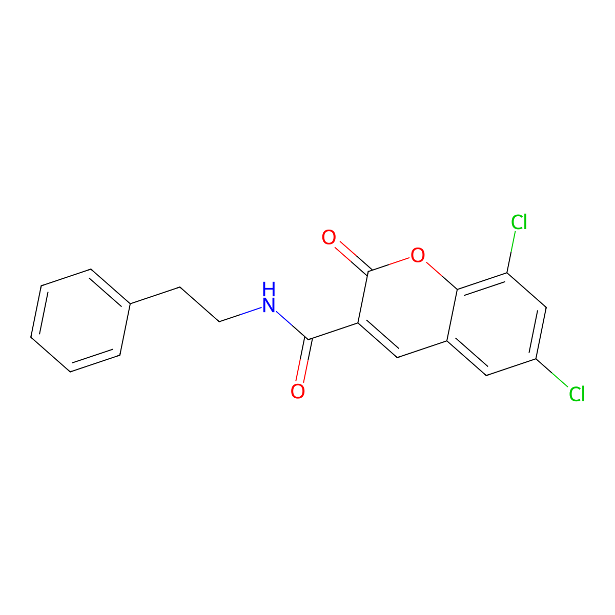 6,8-dichloro-2-oxo-N-phenethyl-2H-chromene-3-carboxamide molecular structure, CAS 325804-50-0