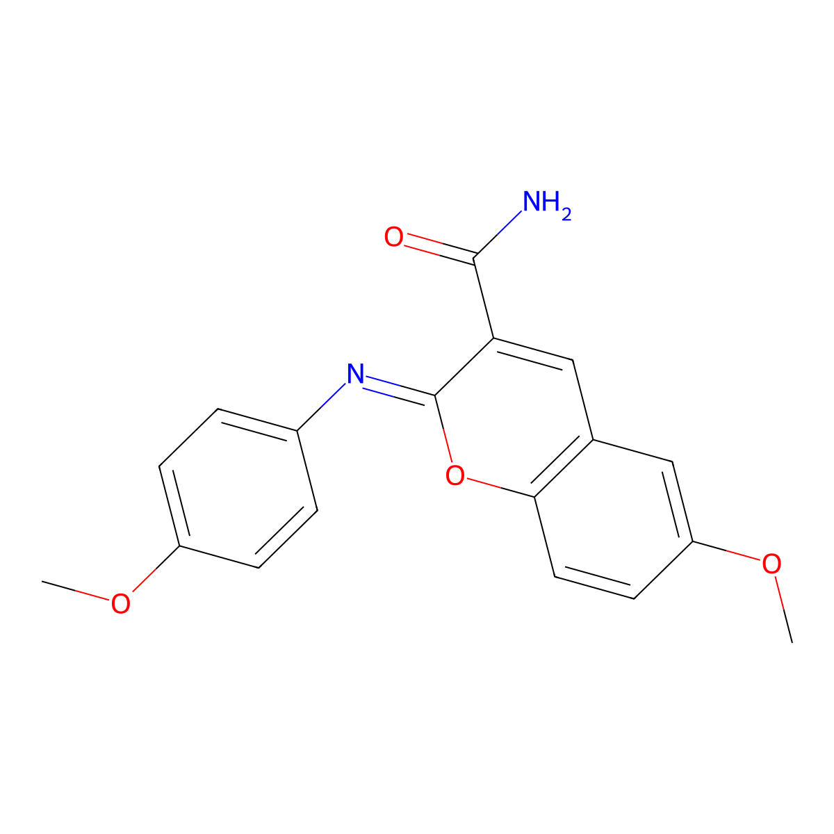 6-Methoxy-2-(4-methoxy-phenylimino)-2H-chromene-3-carboxylic acid amide molecular structure, CAS 325804-91-9