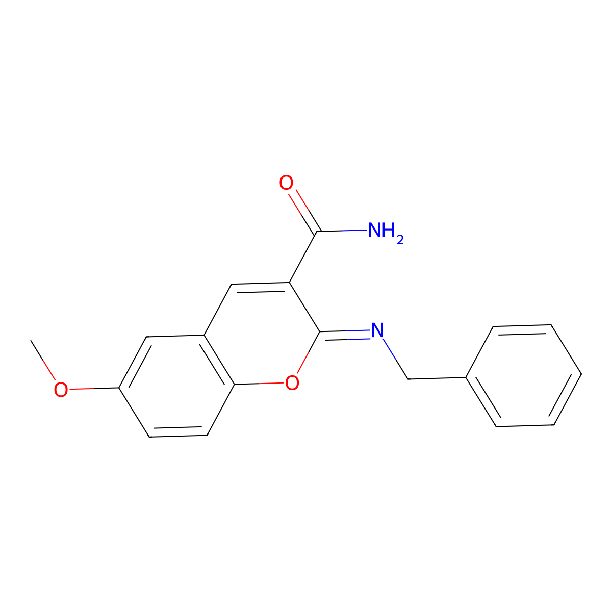 2-(benzylimino)-6-methoxy-2H-chromene-3-carboxamide molecular structure, CAS 325804-93-1