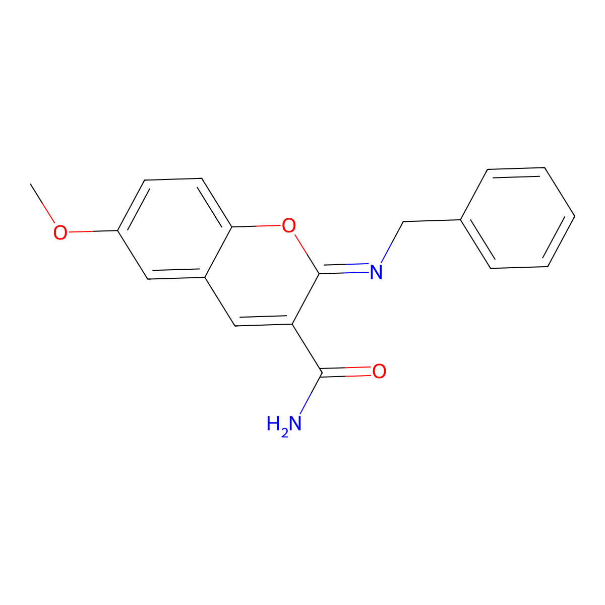2-(benzylimino)-6-methoxy-2H-chromene-3-carboxamide molecular structure, CAS 325804-93-1