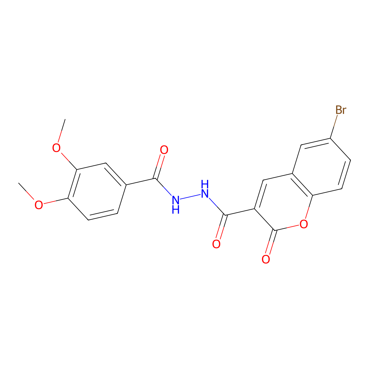 6-bromo-N'-(3,4-dimethoxybenzoyl)-2-oxo-2H-chromene-3-carbohydrazide molecular structure, CAS 325805-25-2