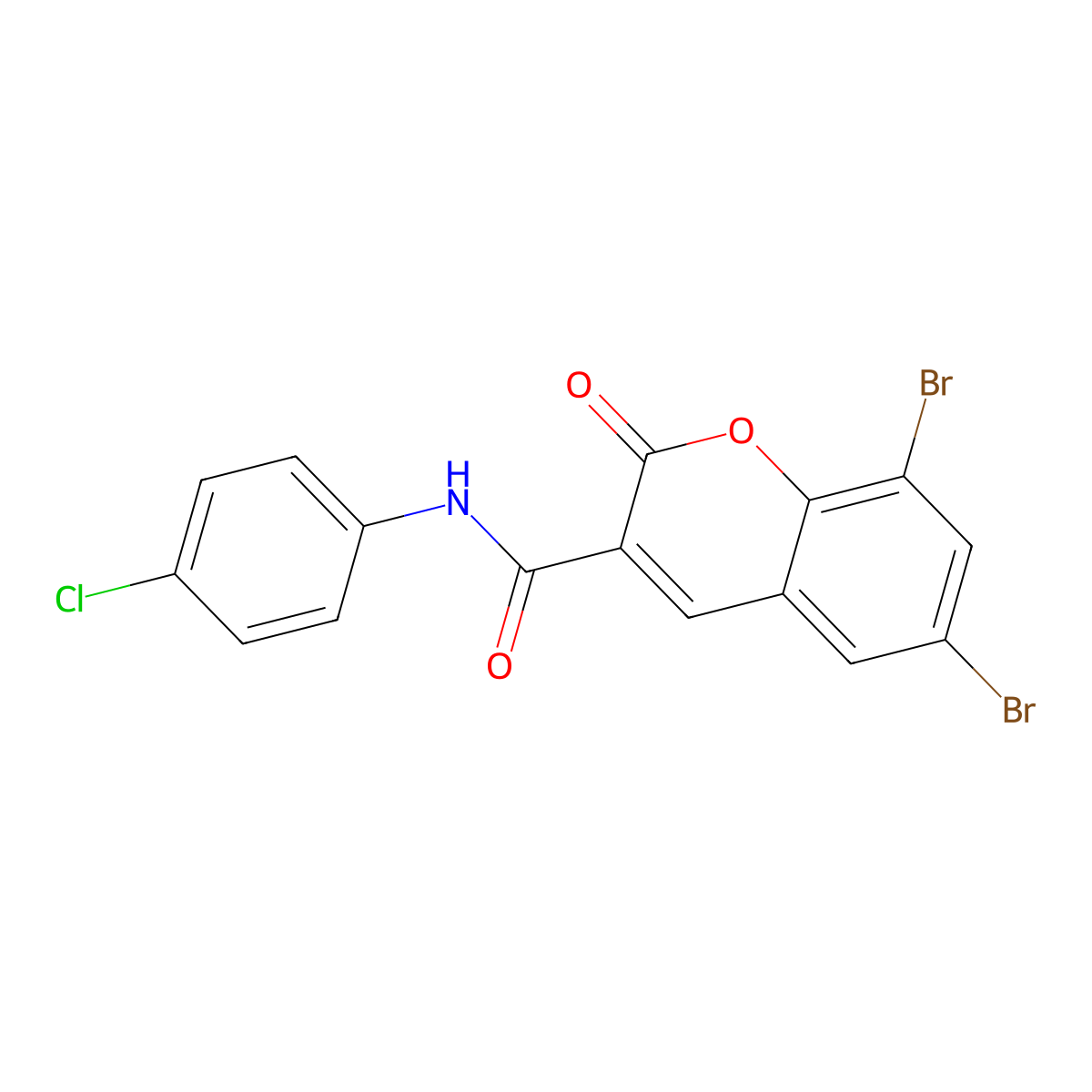 6,8-dibromo-N-(4-chlorophenyl)-2-oxo-2H-chromene-3-carboxamide molecular structure, CAS 325805-66-1