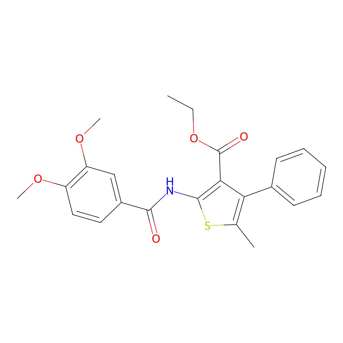 Ethyl 2-[(3,4-dimethoxybenzoyl)amino]-5-methyl-4-phenyl-3-thiophenecarboxylate molecular structure, CAS 325806-56-2