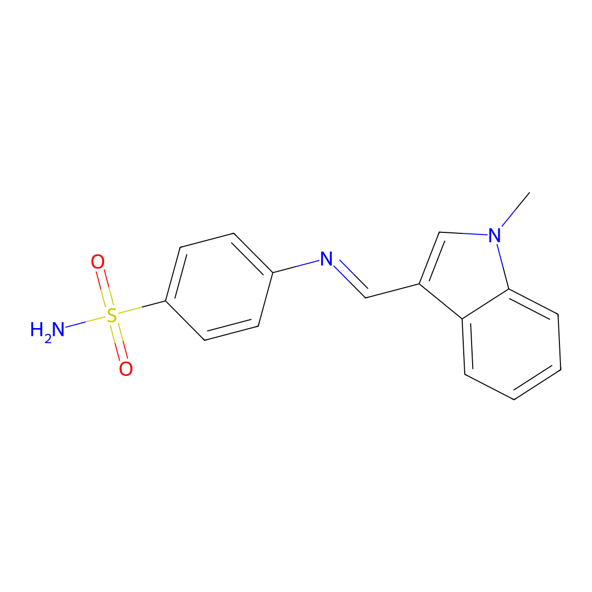 4-{[(E)-(1-methyl-1H-indol-3-yl)methylidene]amino}benzenesulfonamide molecular structure, CAS 325806-87-9