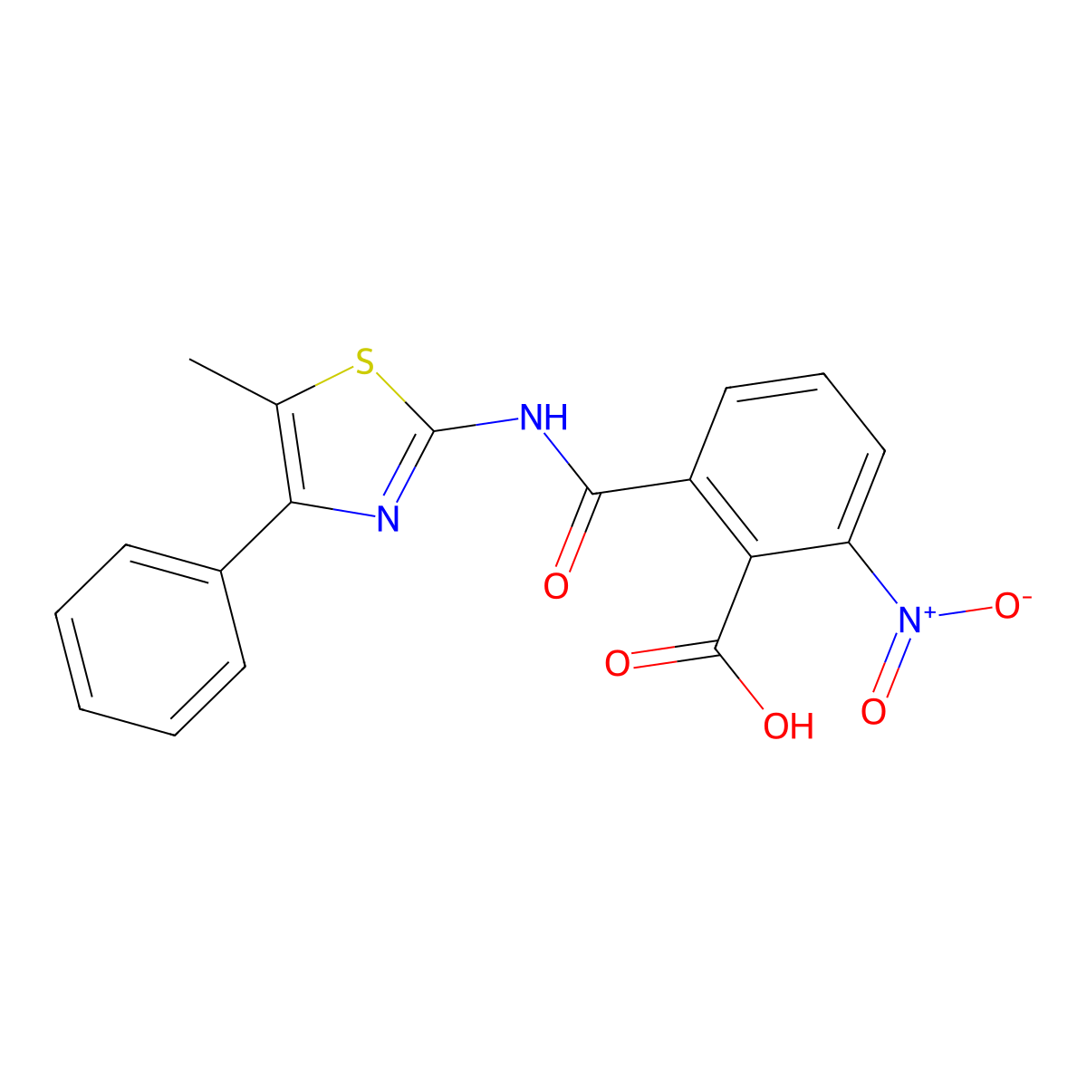 2-[(5-Methyl-4-phenyl-1,3-thiazol-2-yl)carbamoyl]-6-nitrobenzoic acid molecular structure, CAS 325806-95-9