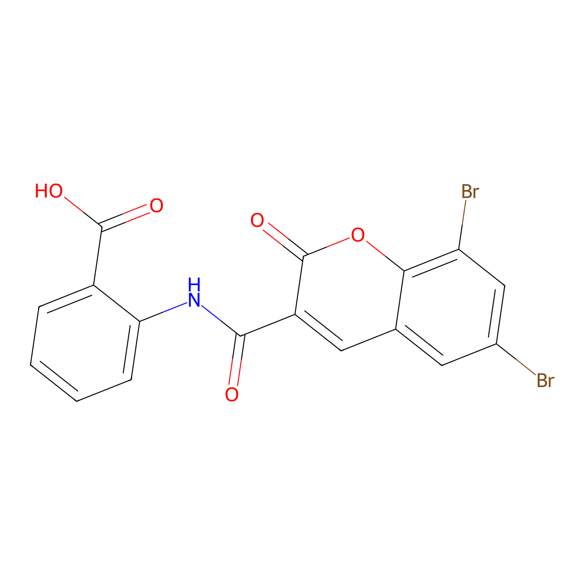 2-(6,8-dibromo-2-oxo-2H-chromene-3-carboxamido)benzoic acid molecular structure, CAS 325807-68-9