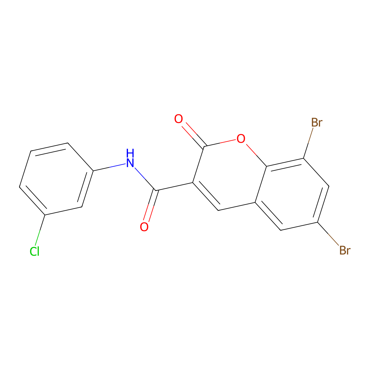 6,8-dibromo-N-(3-chlorophenyl)-2-oxo-2H-chromene-3-carboxamide molecular structure, CAS 325807-69-0