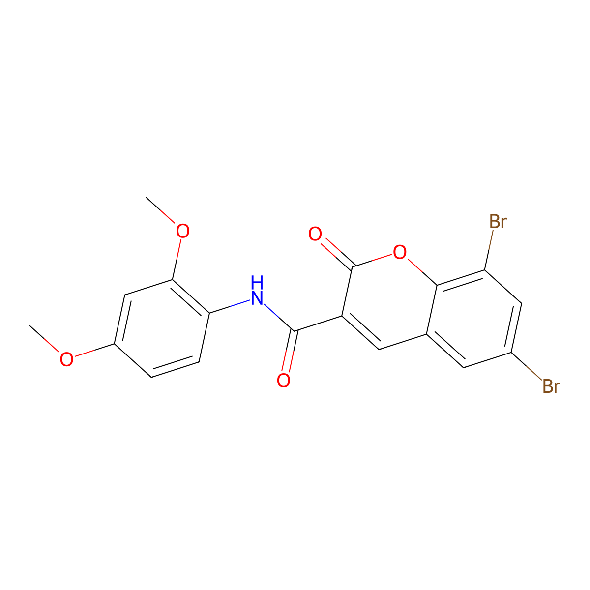 6,8-dibromo-N-(2,4-dimethoxyphenyl)-2-oxo-2H-chromene-3-carboxamide molecular structure, CAS 325807-74-7