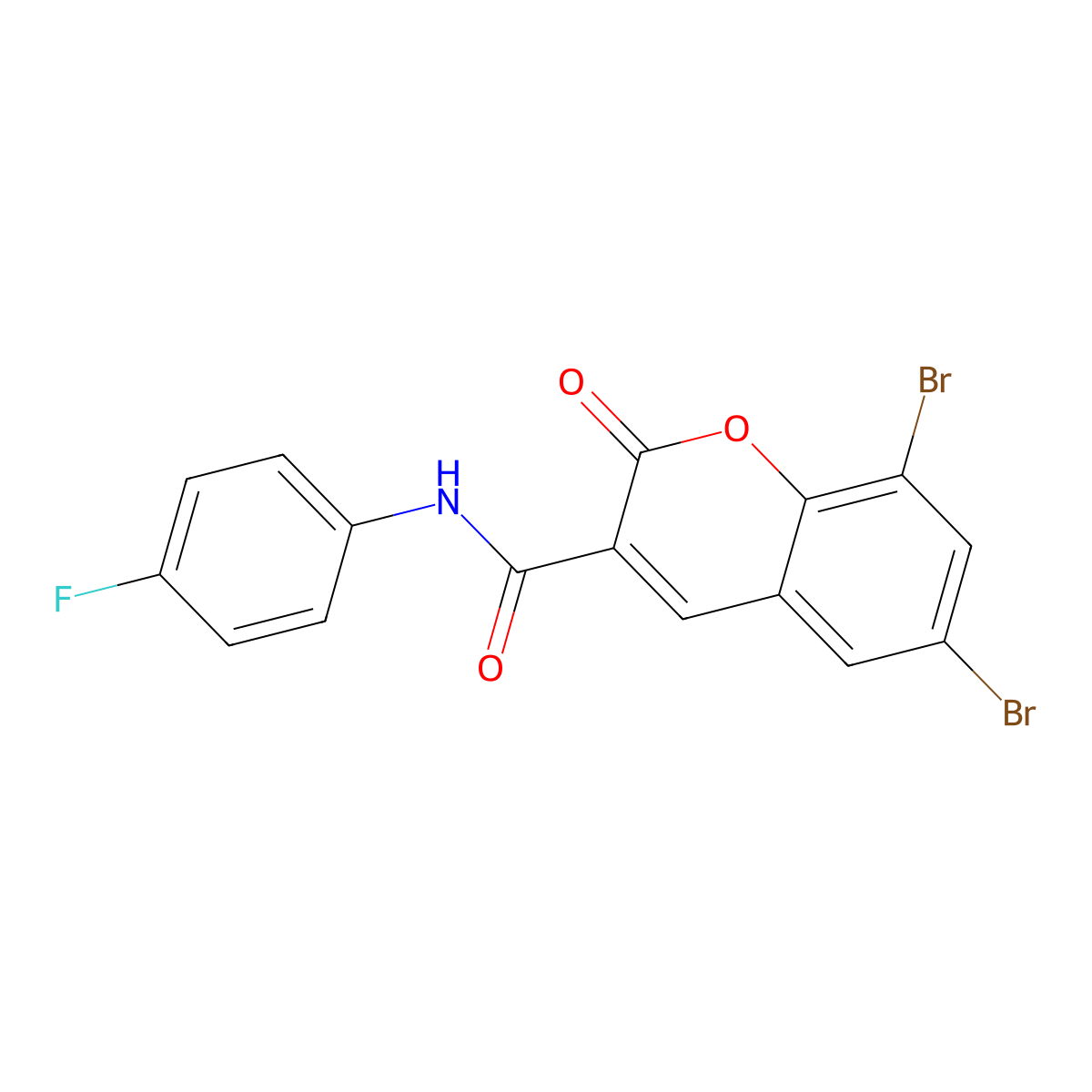 6,8-dibromo-N-(4-fluorophenyl)-2-oxo-2H-chromene-3-carboxamide molecular structure, CAS 325807-77-0