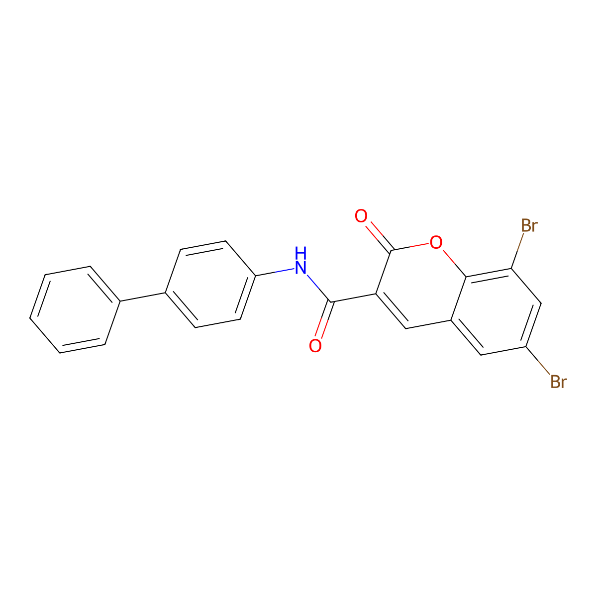 N-(biphenyl-4-yl)-6,8-dibromo-2-oxo-2H-chromene-3-carboxamide molecular structure, CAS 325807-79-2