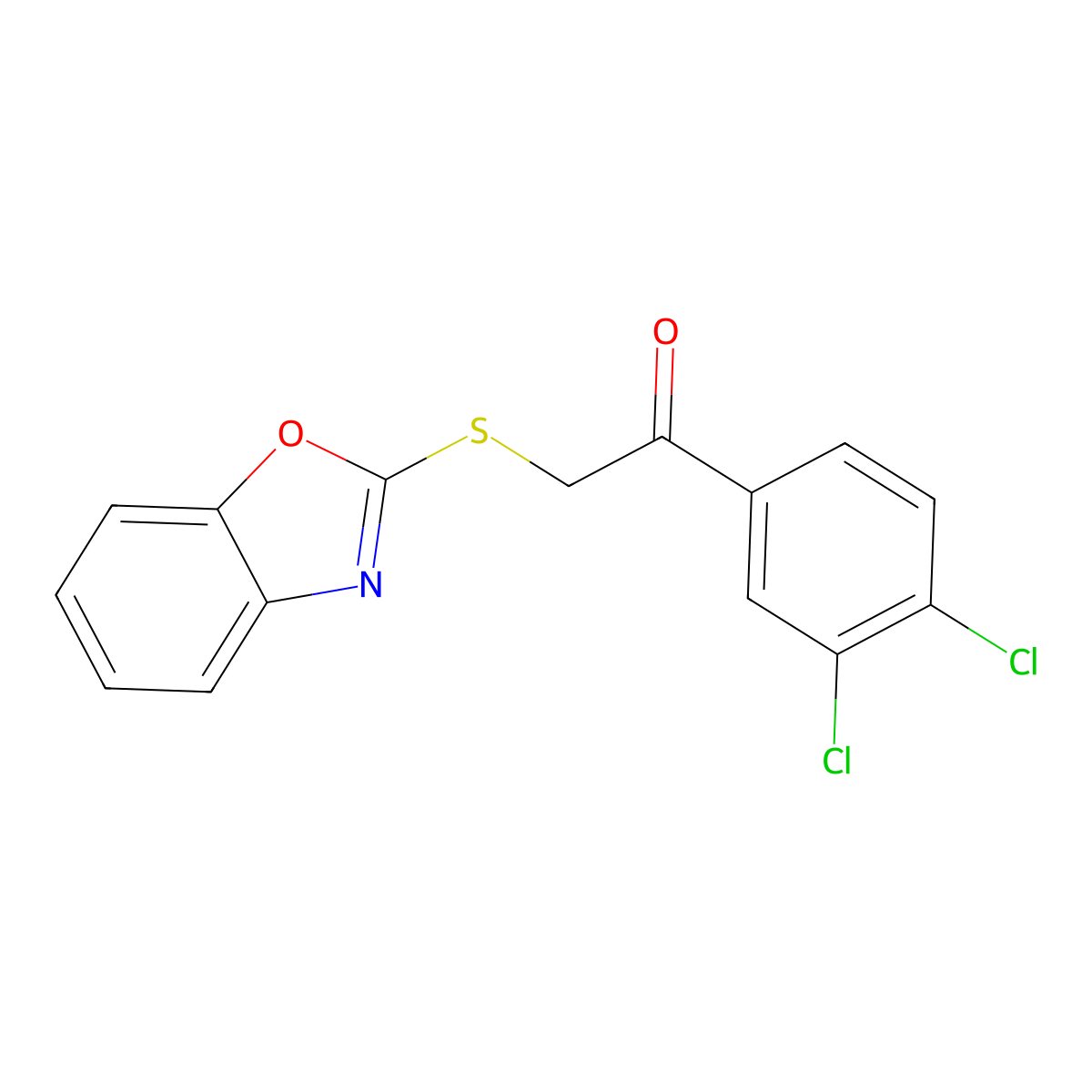 2-(1,3-Benzoxazol-2-ylsulfanyl)-1-(3,4-dichlorophenyl)ethanone molecular structure, CAS 325809-13-0