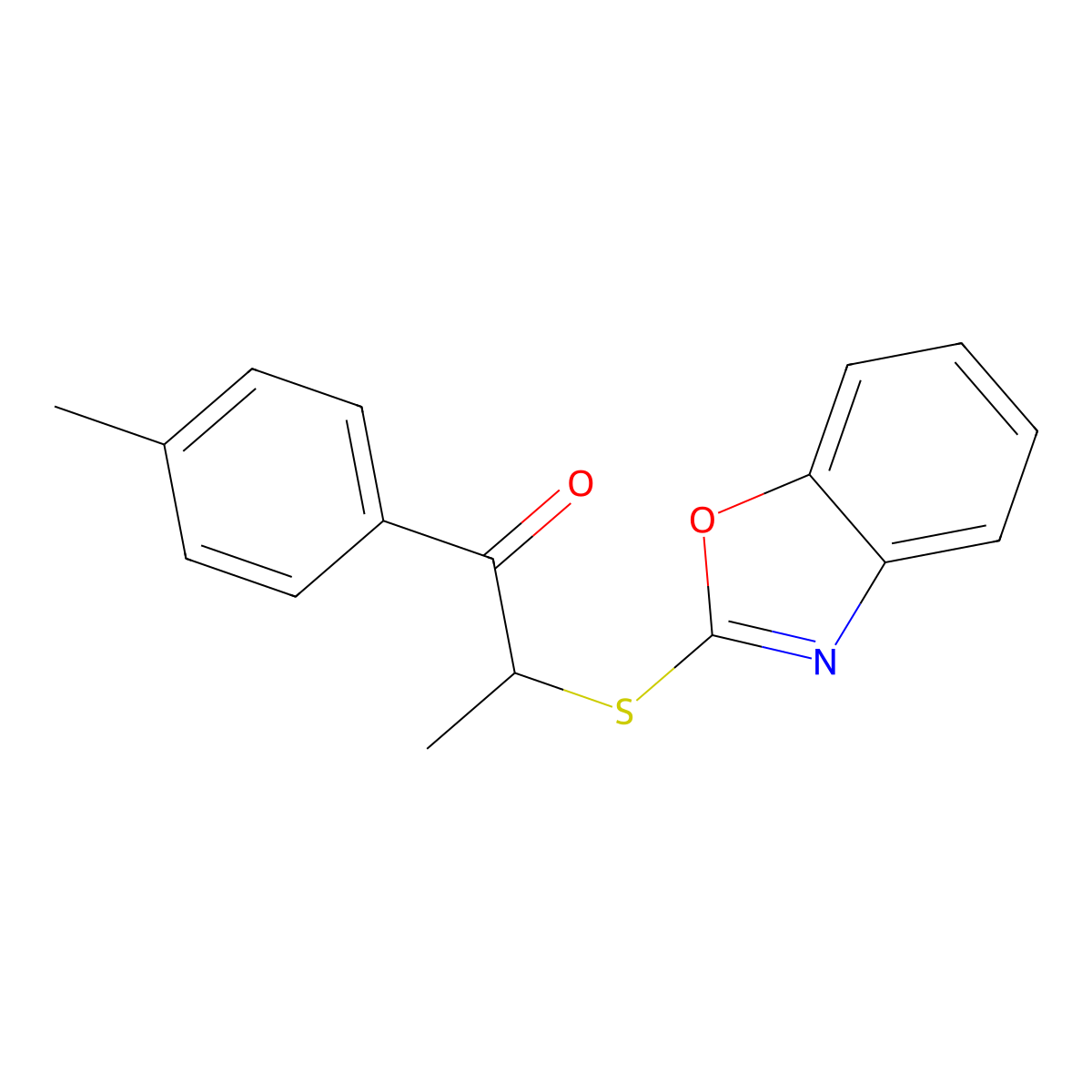2-(1,3-Benzoxazol-2-ylsulfanyl)-1-(4-methylphenyl)propan-1-one molecular structure, CAS 325809-15-2