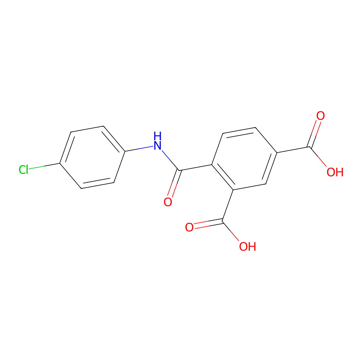 4-[(4-chlorophenyl)carbamoyl]benzene-1,3-dicarboxylic Acid molecular structure, CAS 325809-61-8