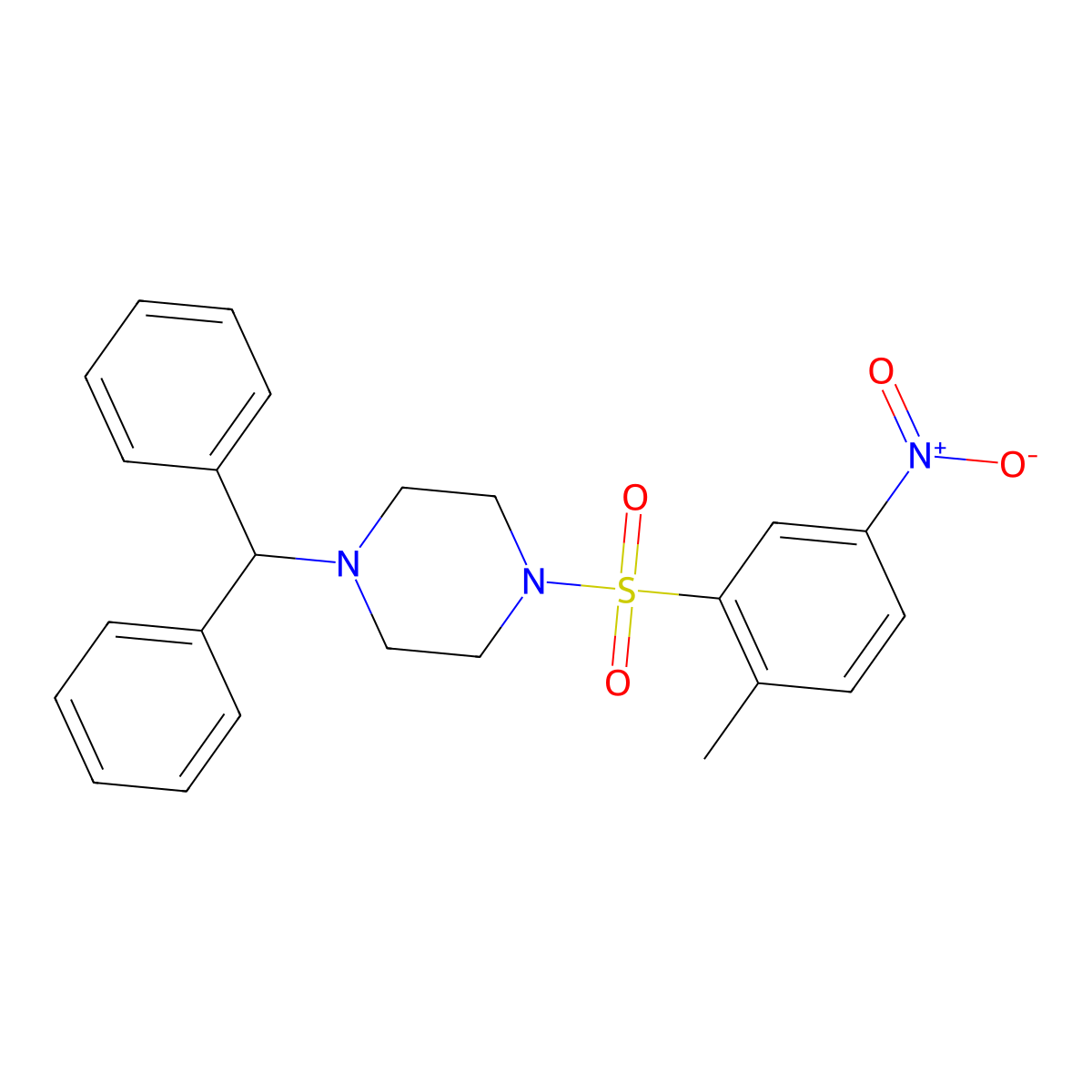 1-Benzhydryl-4-(2-methyl-5-nitrophenyl)sulfonylpiperazine molecular structure, CAS 325809-64-1