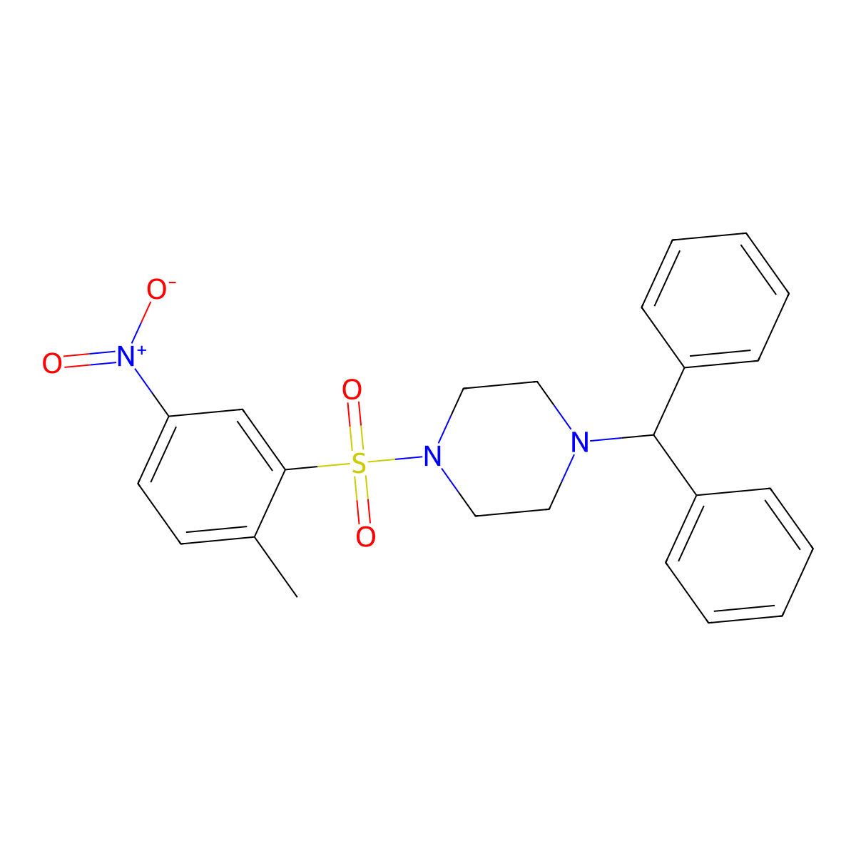 1-Benzhydryl-4-(2-methyl-5-nitrophenyl)sulfonylpiperazine molecular structure, CAS 325809-64-1