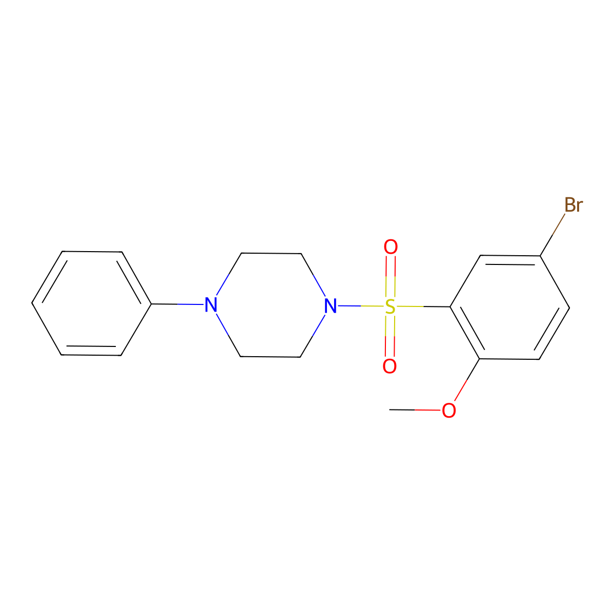 1-(5-Bromo-2-methoxyphenyl)sulfonyl-4-phenylpiperazine molecular structure, CAS 325809-69-6