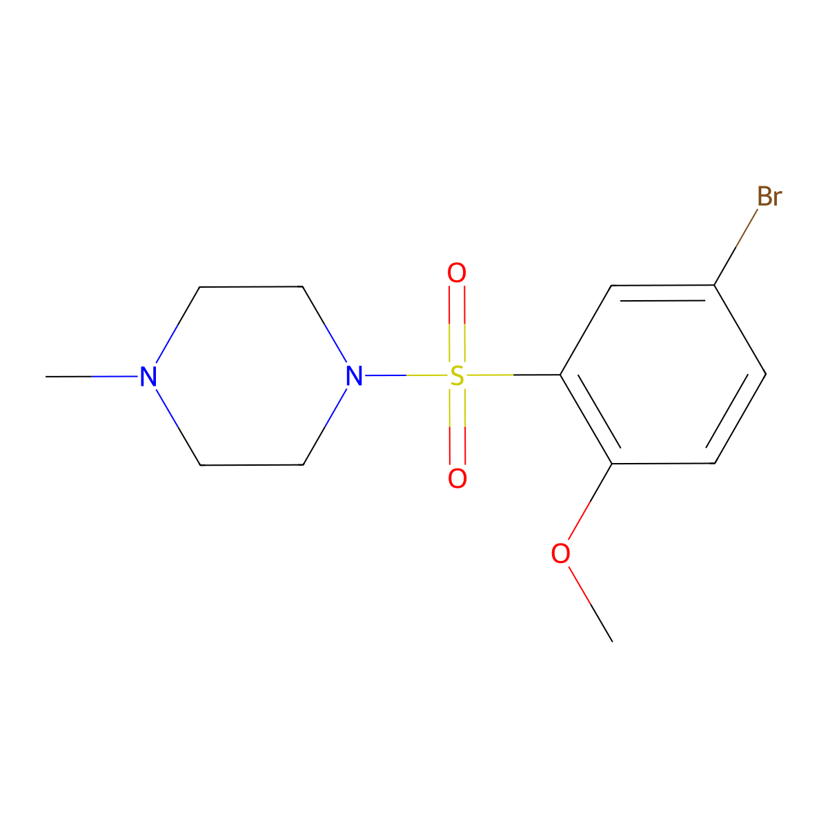 1-((5-Bromo-2-methoxyphenyl)sulfonyl)-4-methylpiperazine molecular structure, CAS 325809-71-0
