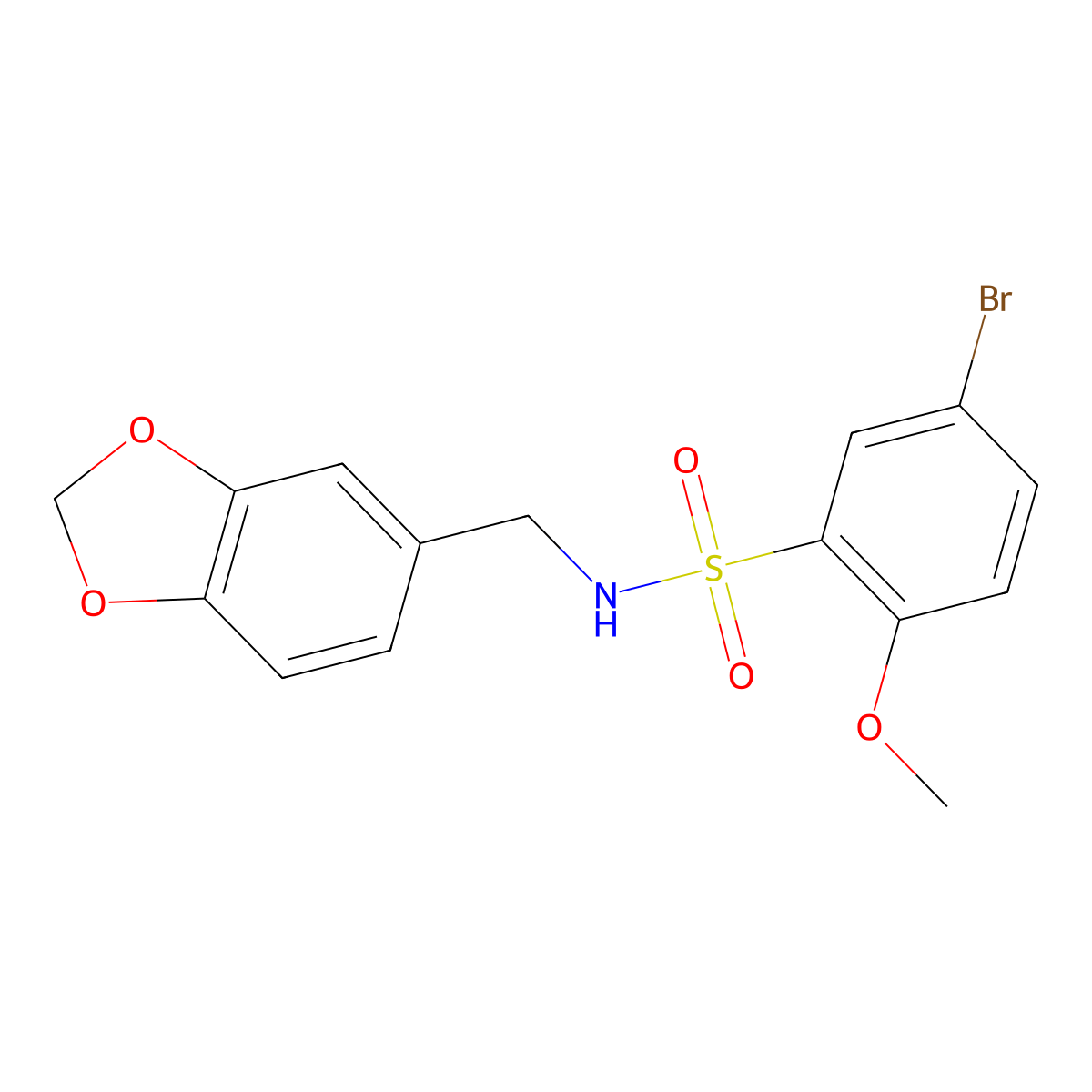 N-(1,3-benzodioxol-5-ylmethyl)-5-bromo-2-methoxybenzenesulfonamide molecular structure, CAS 325809-73-2