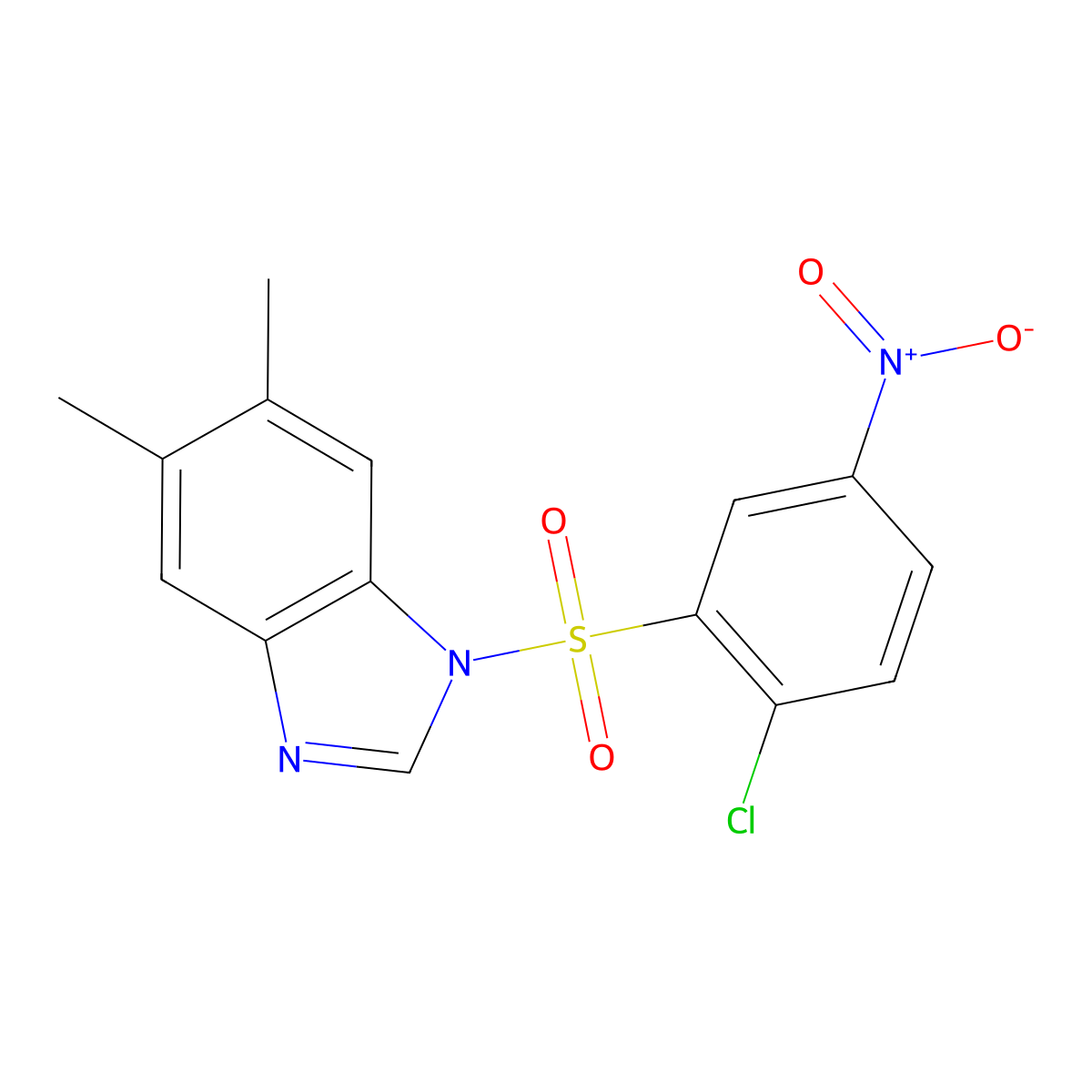 1-(2-chloro-5-nitrobenzenesulfonyl)-5,6-dimethyl-1H-1,3-benzodiazole molecular structure, CAS 325809-91-4