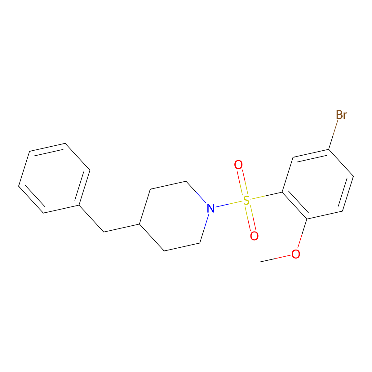 4-Benzyl-1-(5-bromo-2-methoxybenzenesulfonyl)piperidine molecular structure, CAS 325810-19-3