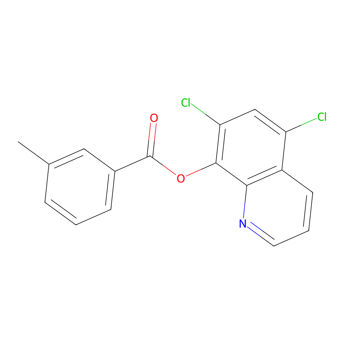 5,7-Dichloroquinolin-8-yl 3-methylbenzoate molecular structure, CAS 325810-23-9
