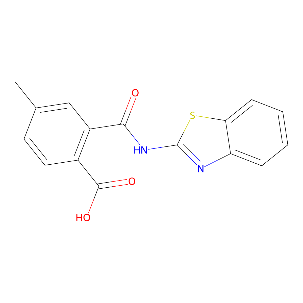 N-Benzothiazol-2-yl-4-methyl-phthalamic acid molecular structure, CAS 325810-27-3