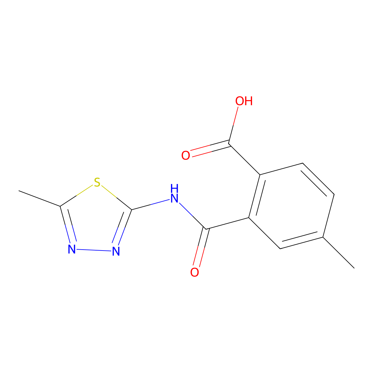 4-Methyl-2-[(5-methyl-1,3,4-thiadiazol-2-yl)carbamoyl]benzoic acid molecular structure, CAS 325810-31-9