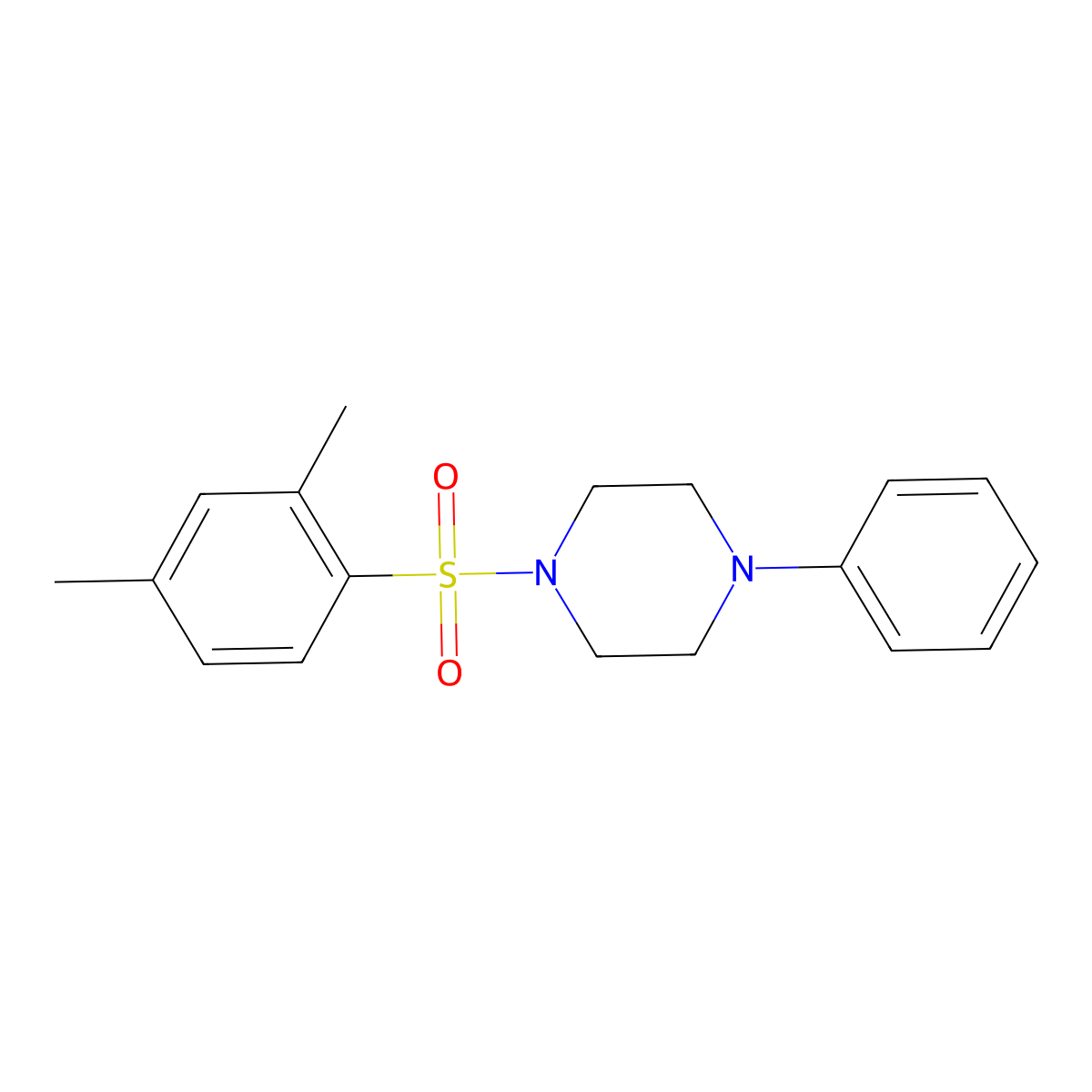 1-[(2,4-Dimethylphenyl)sulfonyl]-4-phenylpiperazine molecular structure, CAS 325810-36-4