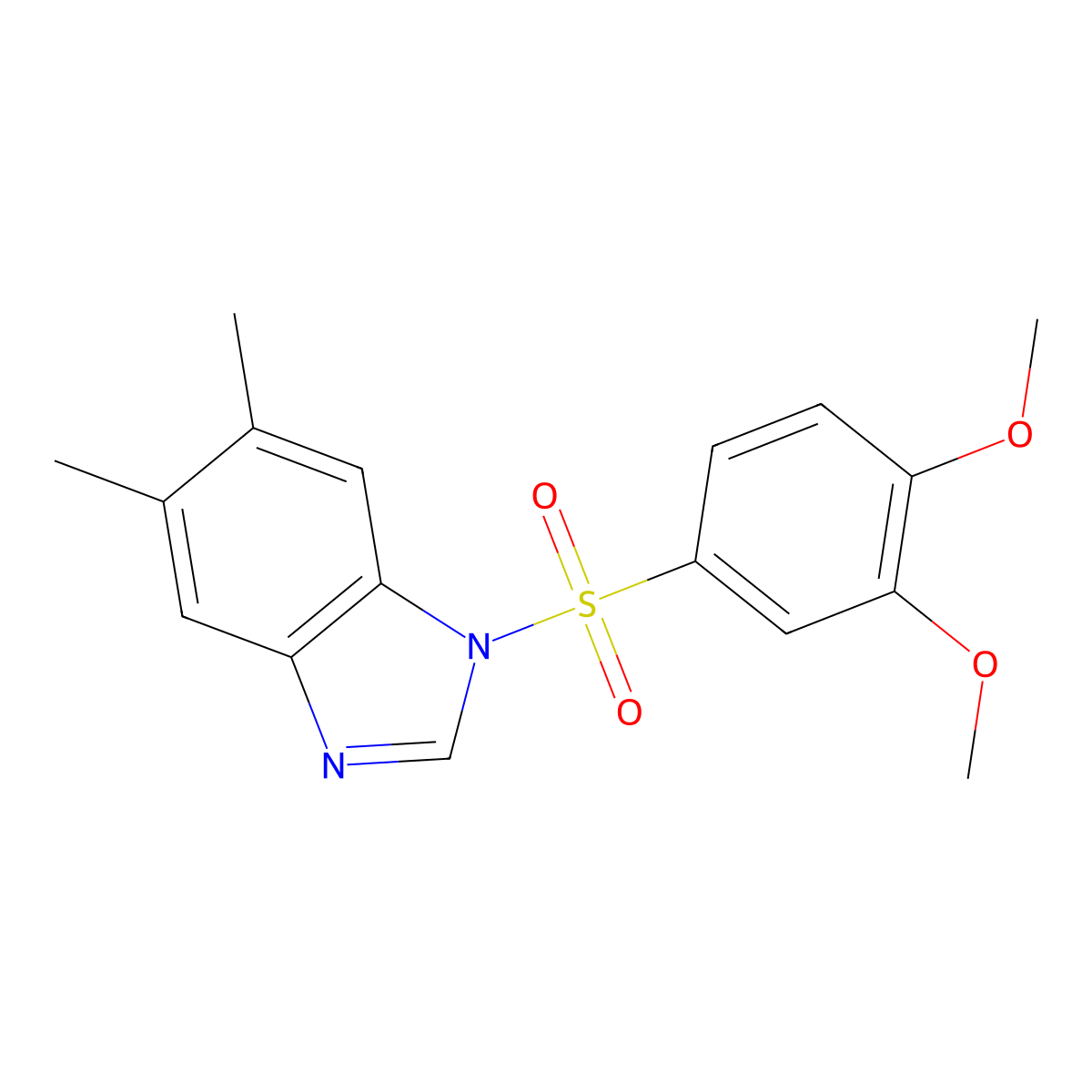 1-((3,4-dimethoxyphenyl)sulfonyl)-5,6-dimethyl-1H-benzo[d]imidazole molecular structure, CAS 325810-40-0