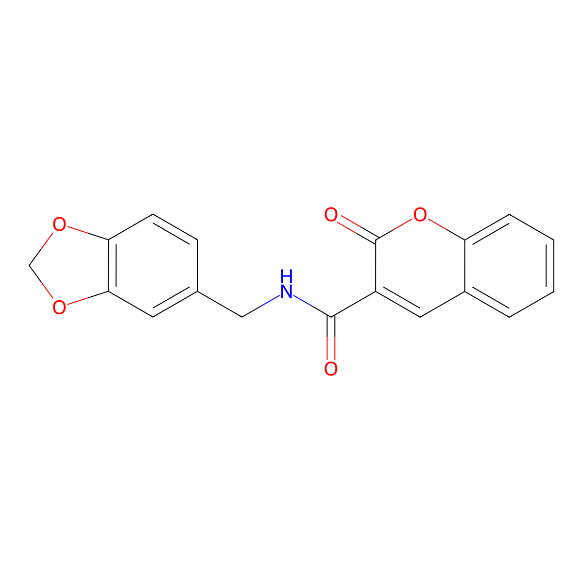 N-(1,3-benzodioxol-5-ylmethyl)-2-oxochromene-3-carboxamide molecular structure, CAS 325810-66-0