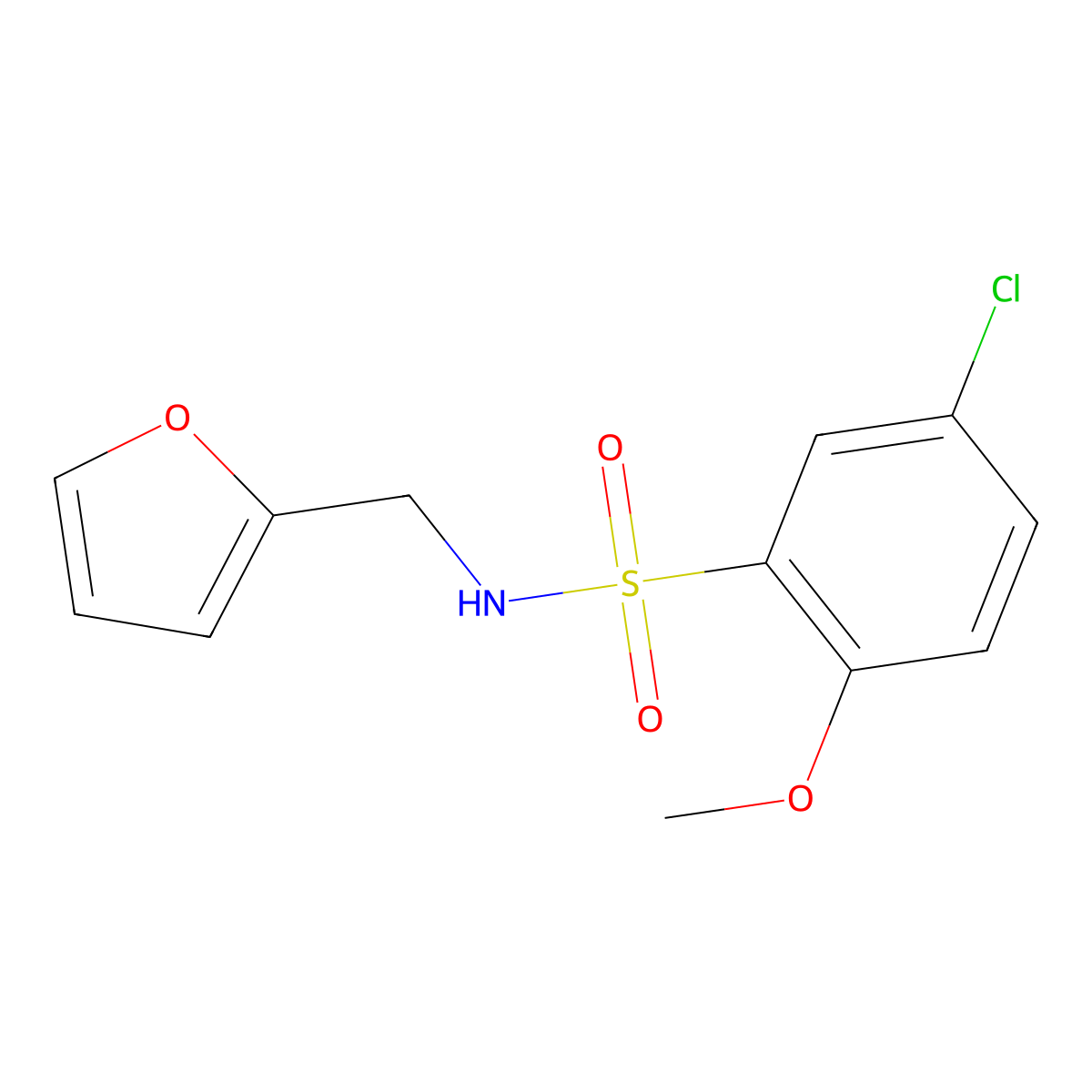 5-chloro-N-(furan-2-ylmethyl)-2-methoxybenzenesulfonamide molecular structure, CAS 325810-80-8