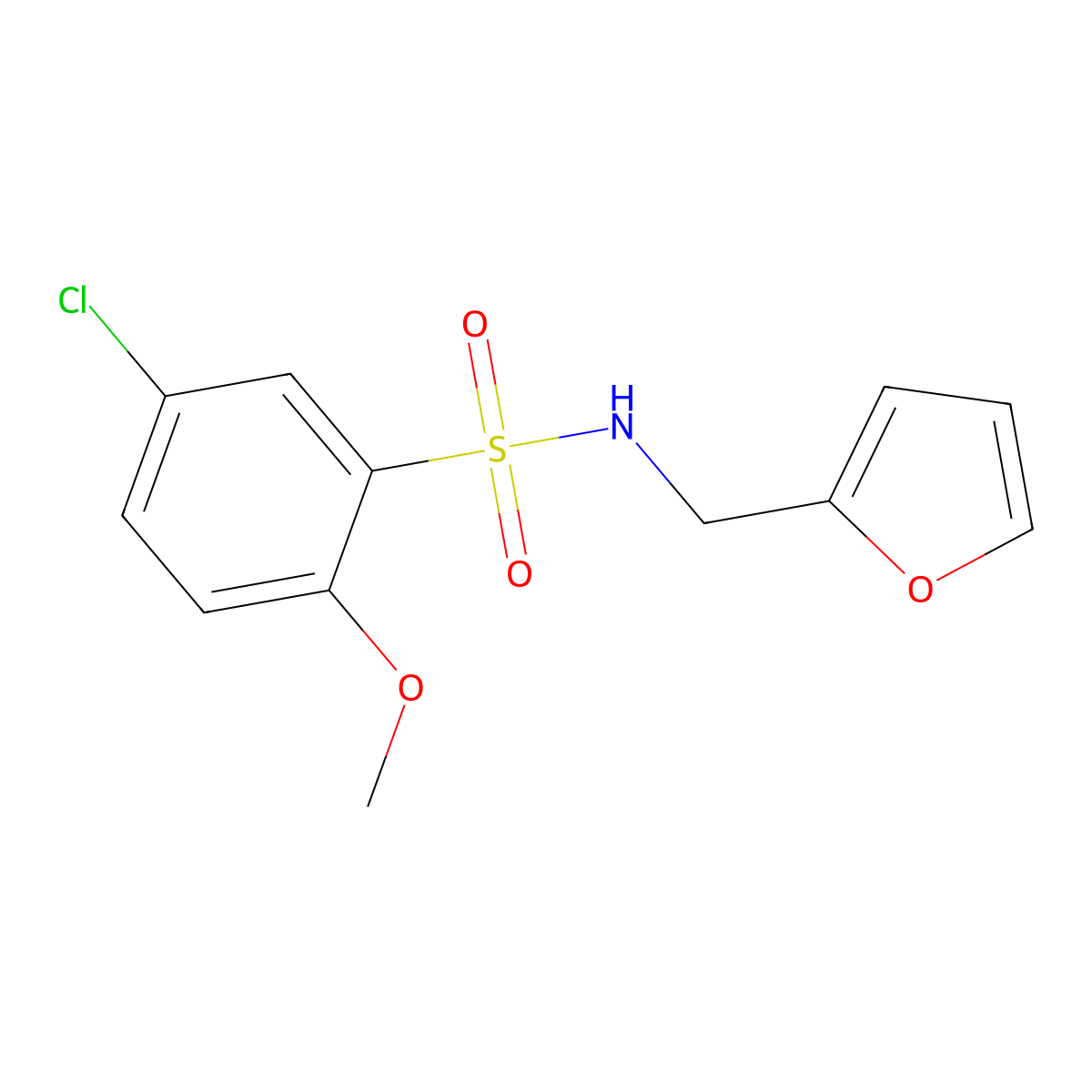 5-chloro-N-(furan-2-ylmethyl)-2-methoxybenzenesulfonamide molecular structure, CAS 325810-80-8