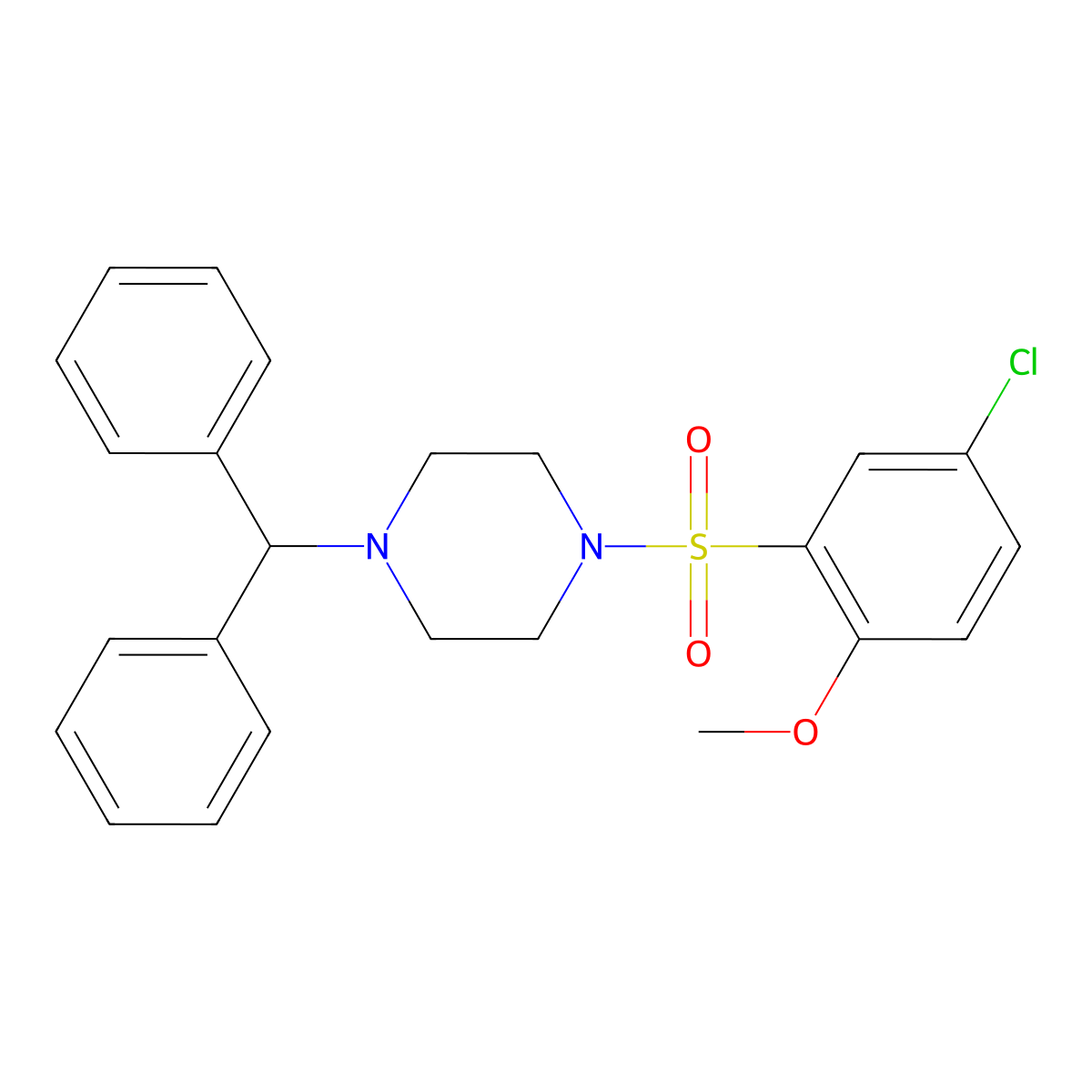1-Benzhydryl-4-((5-chloro-2-methoxyphenyl)sulfonyl)piperazine molecular structure, CAS 325810-84-2