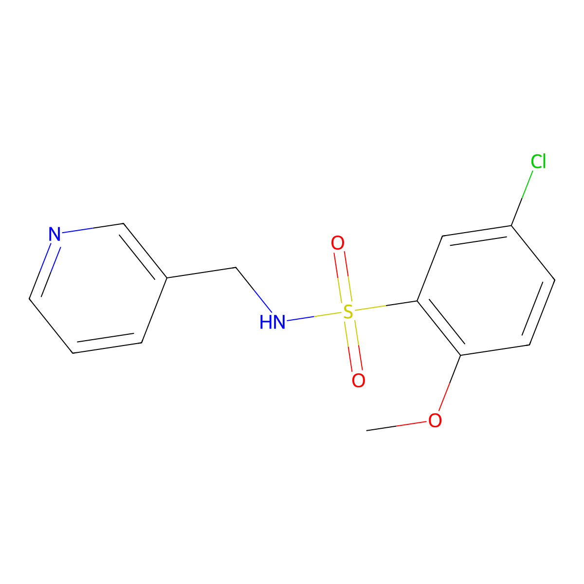 5-Chloro-2-methoxy-N-pyridin-3-ylmethyl-benzenesulfonamide molecular structure, CAS 325810-89-7