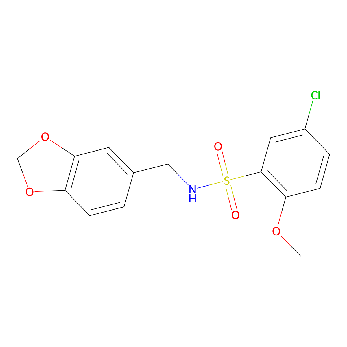 N-(1,3-benzodioxol-5-ylmethyl)-5-chloro-2-methoxybenzenesulfonamide molecular structure, CAS 325810-90-0