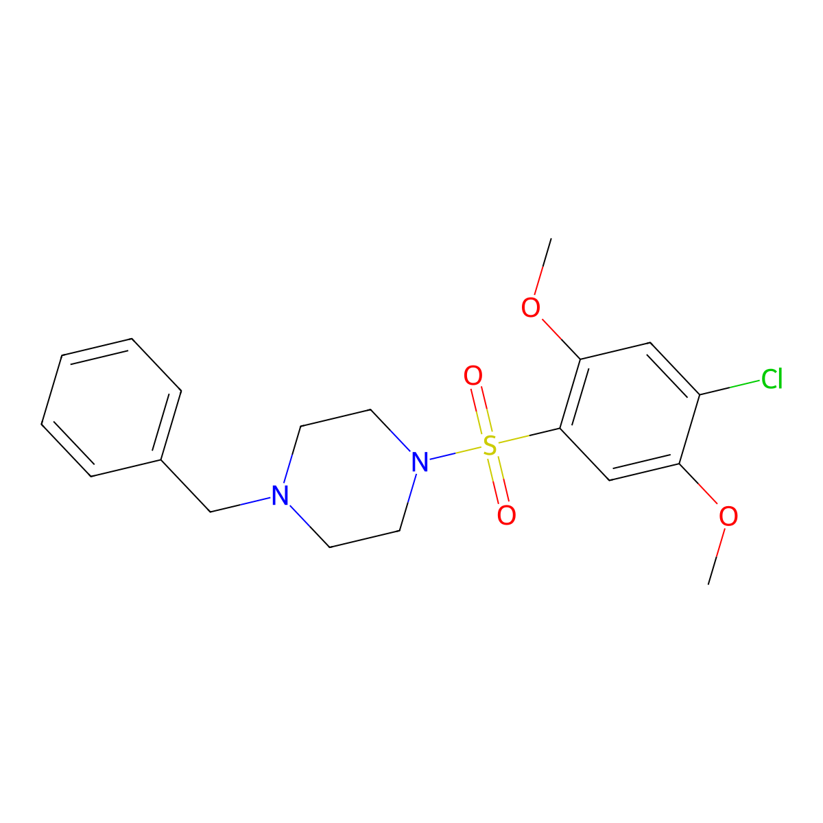 1-Benzyl-4-[(4-chloro-2,5-dimethoxyphenyl)sulfonyl]piperazine molecular structure, CAS 325811-20-9