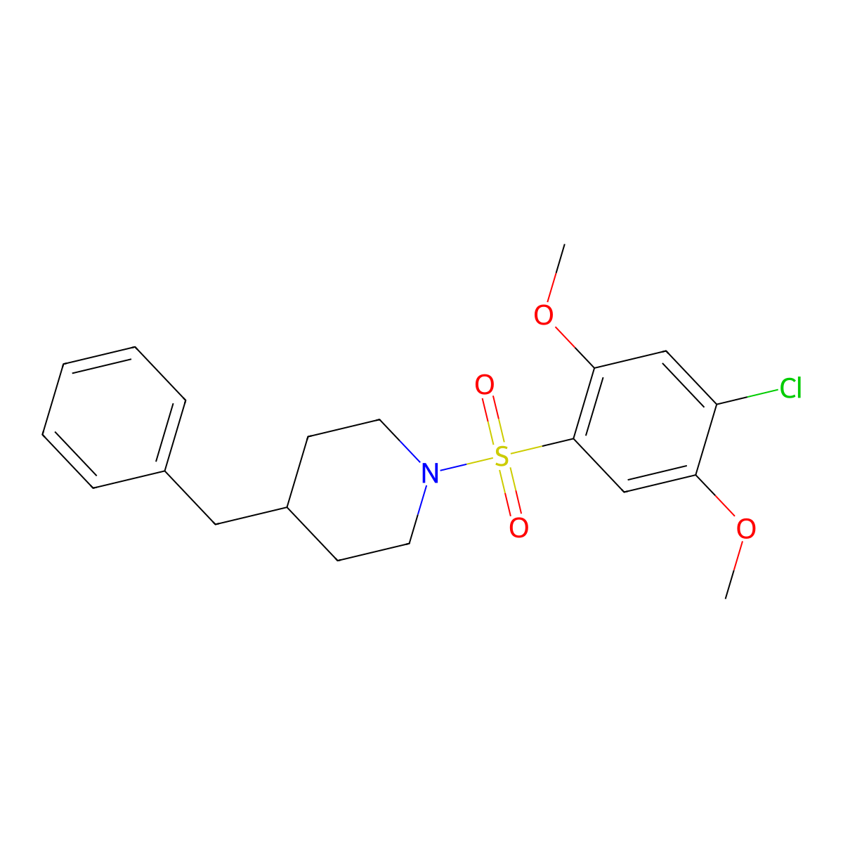 4-Benzyl-1-(4-chloro-2,5-dimethoxybenzenesulfonyl)piperidine molecular structure, CAS 325811-22-1