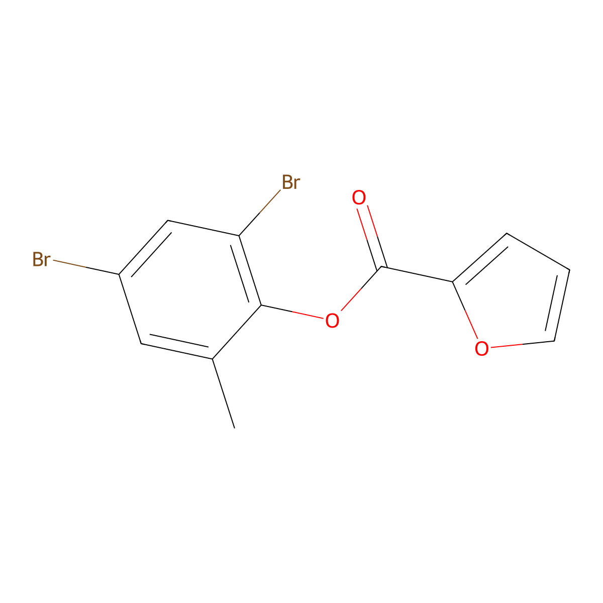 2,4-Dibromo-6-methylphenyl furan-2-carboxylate molecular structure, CAS 325811-49-2