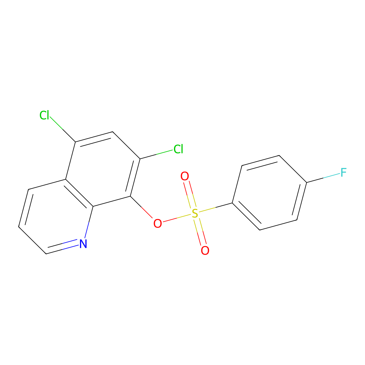 5,7-Dichloro-8-quinolinyl 4-fluorobenzenesulfonate molecular structure, CAS 325811-59-4