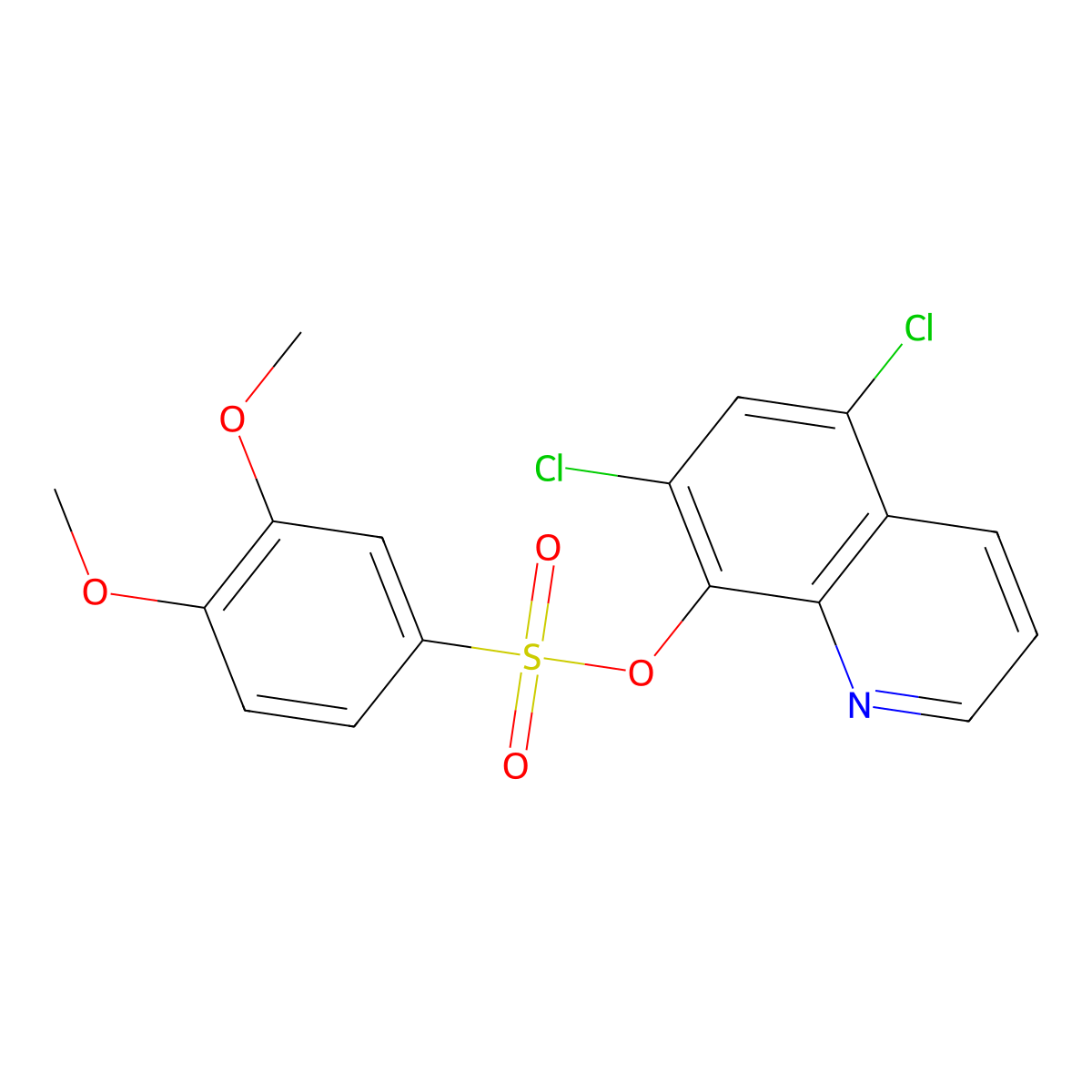 5,7-Dichloro-8-quinolinyl 3,4-dimethoxybenzenesulfonate molecular structure, CAS 325811-65-2